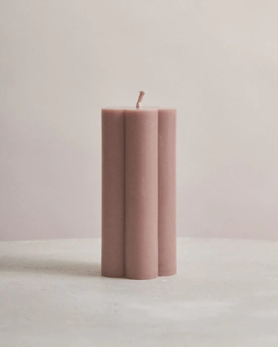 Poppy Floral Candle - Mallow by Flört Designs - An image of a mallow coloured flower-shaped candle stick.