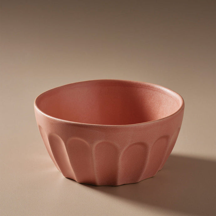 Ritual Bowl Clay Pink by Indigo Love Collectors - A clay pink breakfast bowl with a textural pattern.