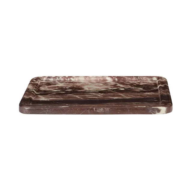 Rufs Indra Tray Square Large Carmine Marble by Globewest - a brown marble tray side on close up