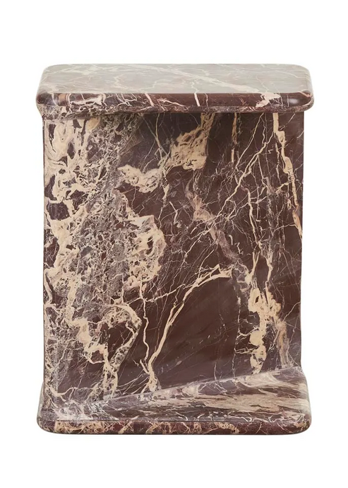 Rufus Bias Side Table Cherry Marble by GlobeWest - A sculptural hand carved side table in rich cherry red marble.