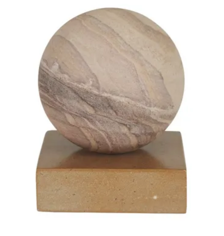 Rufus Geo Sculpture Rainbow Sandstone Butterscotch Marble by GlobeWest - This marble sculpture features a rainbow sandstone sphere atop a butterscotch marble base