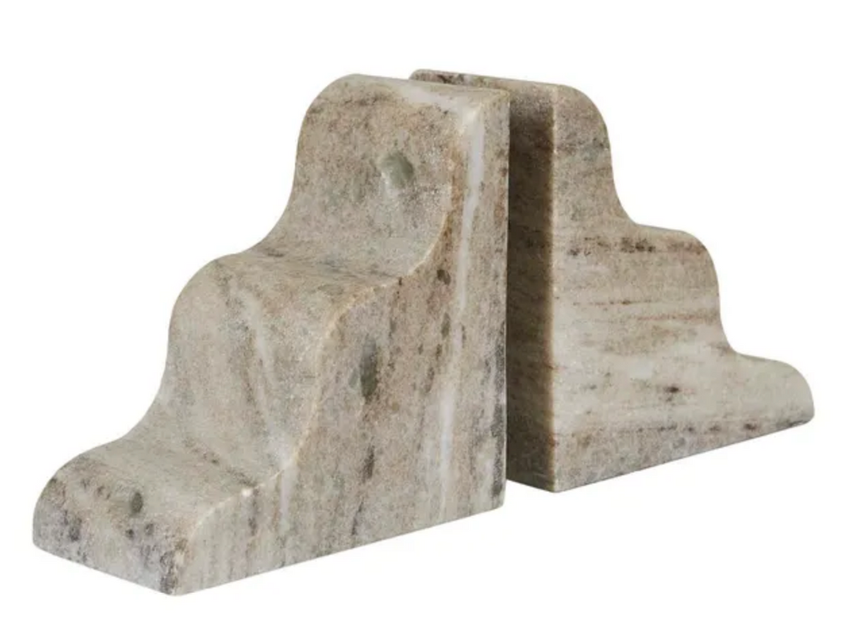 Rufus Wave Bookends Oat Marble by GlobeWest | FRAMING TO A T