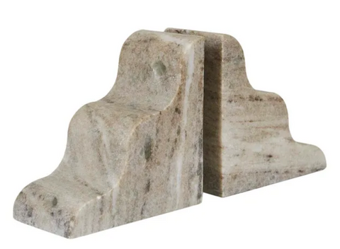 Rufus Wave Bookends Oat Marble