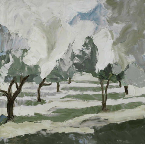 Sage Orchard by Third and Wall - White and green abstract tree landscape art print