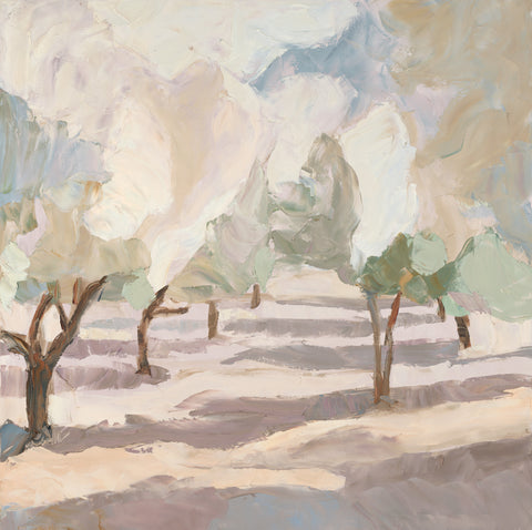 Spring Orchard by Third and Wall - a soft abstract landscape painting of trees
