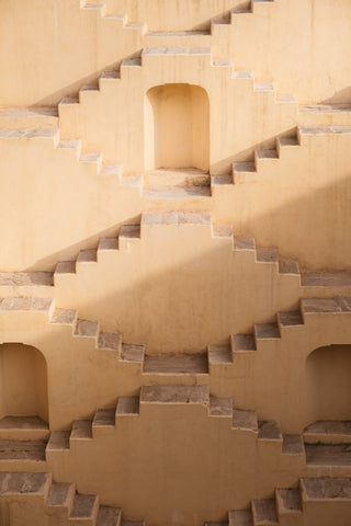 Step Well, Amer Fort by Via Tolila - A striking photograph of these iconic symmetrical staircases in Jaipur, India.