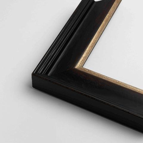 TV-Mirror in Traditional Black Frame with Pewter Edge