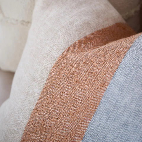 Tallows Linen Cushion Natural/Ochre/Blue