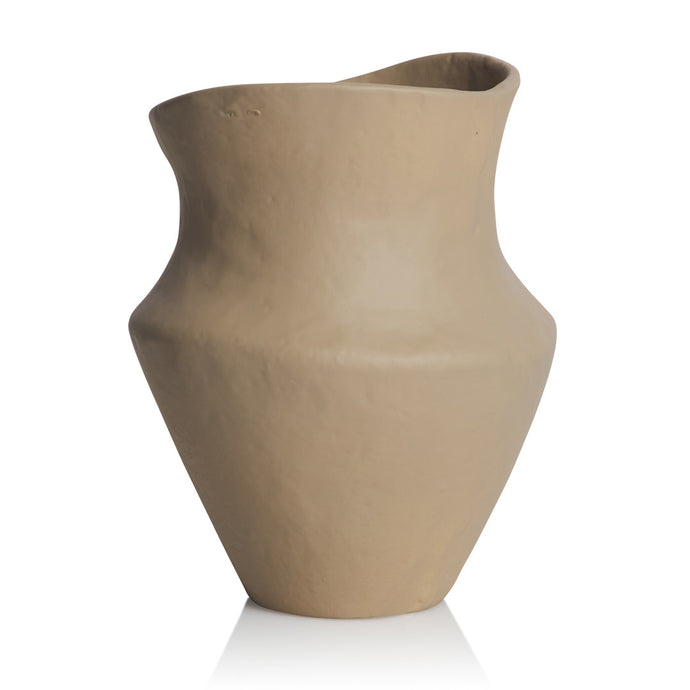Taverna Catalan Vase by Canvas + Sasson - An image of an organically shaped vase in a matte sand tone.