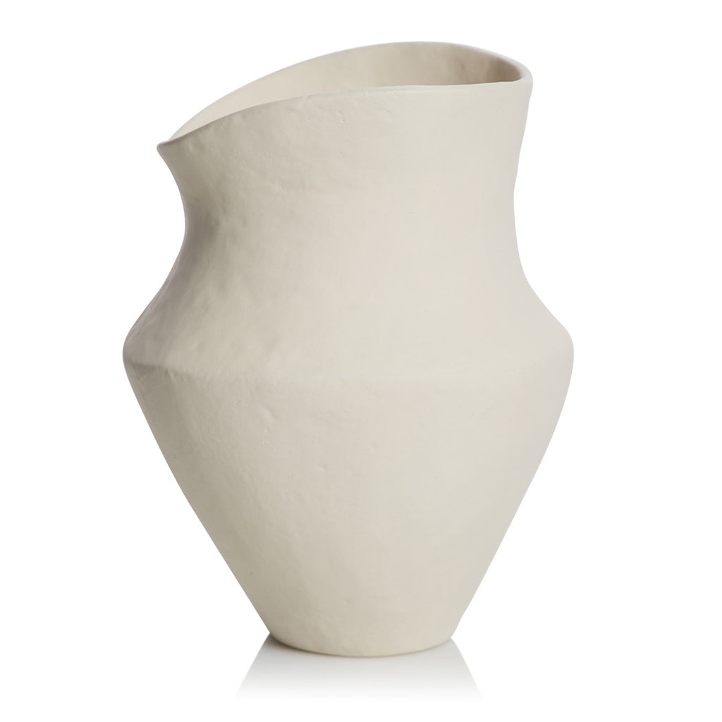 Taverna Ponte Vase Large by Canvas + Sasson - An image of an organically shaped powder coated vase, in a milk tone.