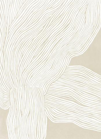 The Line No. 09 by The Poster Club - An abstract artwork of organic white lines on a beige background.