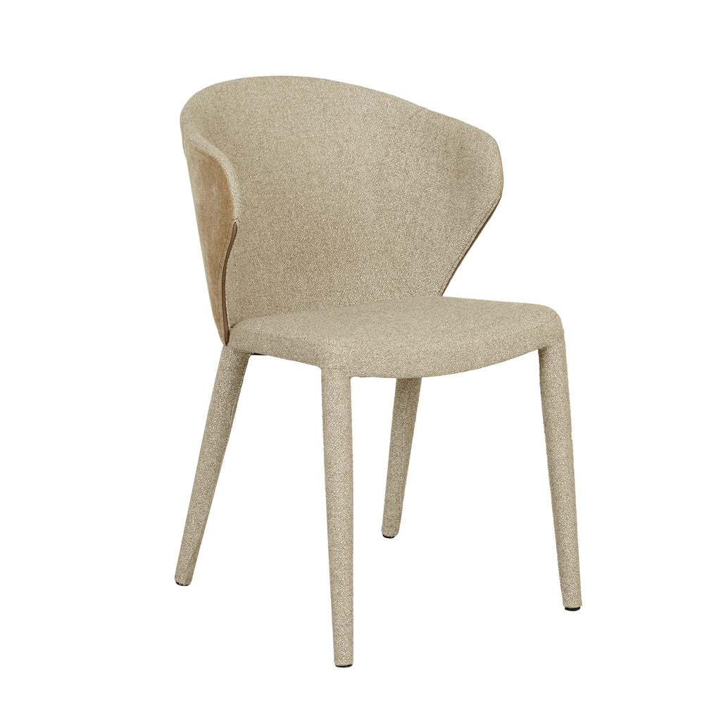 Theo Dining Chair Fawn Speck/Dijon by GlobeWest - An image of a modern dining chair with a curved back, in fawn speck/dijon.