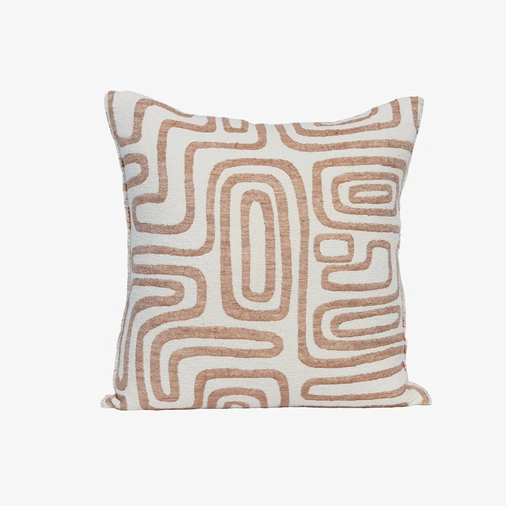 Wander Cushion in White/Nutmeg