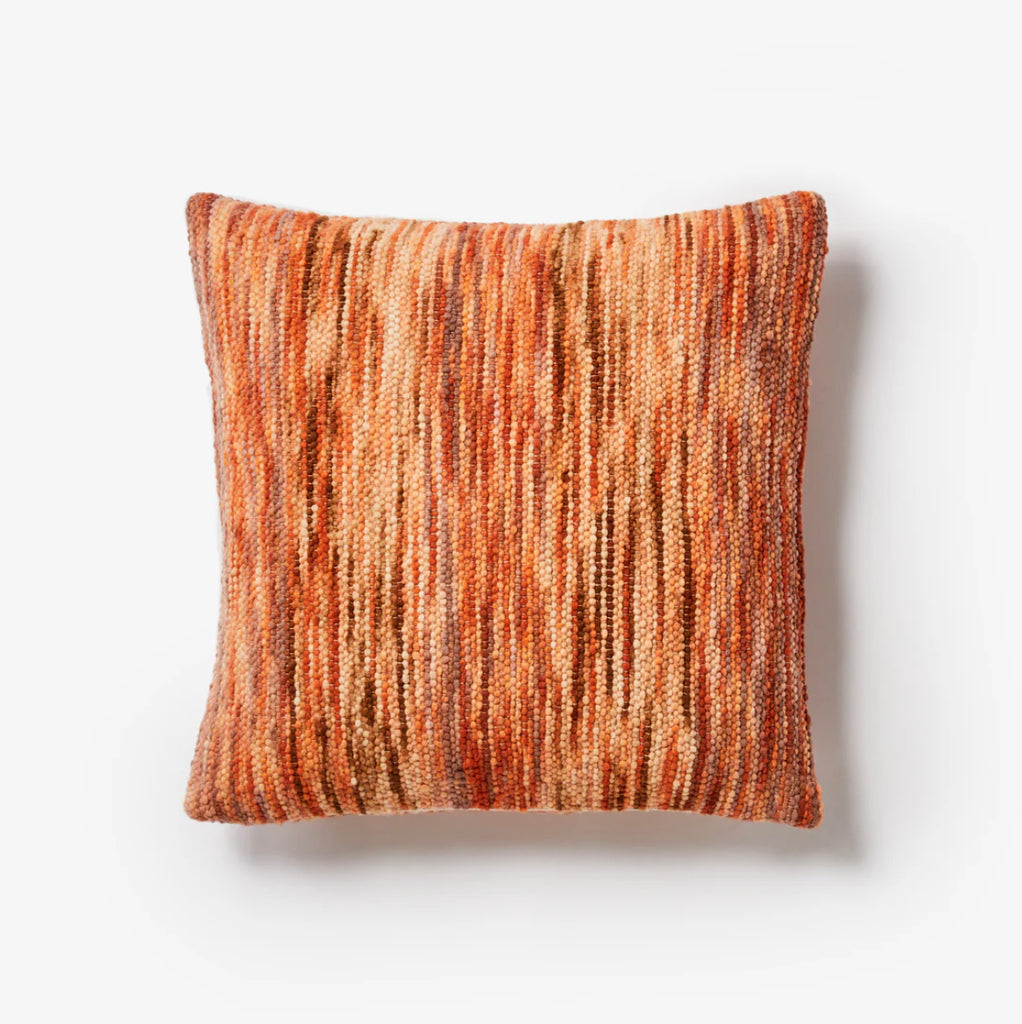 Wool Marle Orange Cushion 50cm by Bonnie & Neil - A lush hand-loomed and hand-dyed malange boucle square cushion textured in orange and rich brown tones.