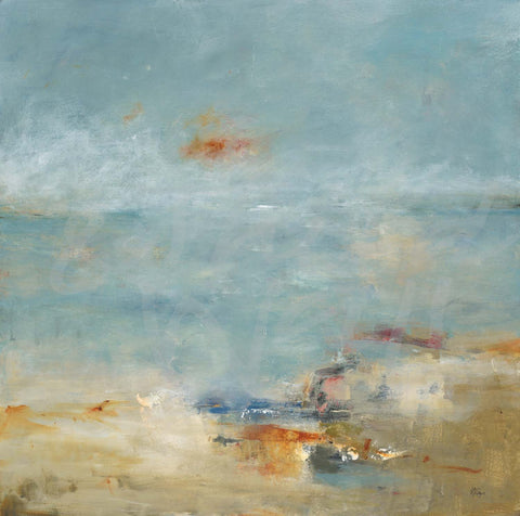 Yesterdays Memory by Third and Wall - Abstract painting of a coastal scene