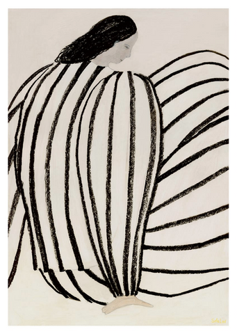 You by The Poster Club - An abstract art print of an illustrated lady in bold black stripes.