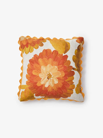 Dahlia Orange Linen 50cm Cushion