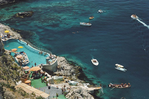Hotel Taormina by Slim Aarons - Photograph of the view of the sea in Sicily