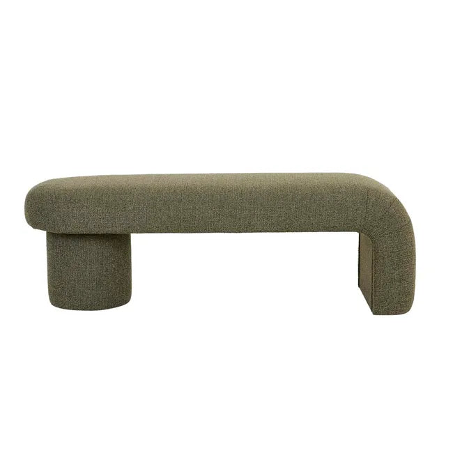 Margot Bench Seat Moss Tweed by GlobeWest - Green upholstered bench seat on a white background.