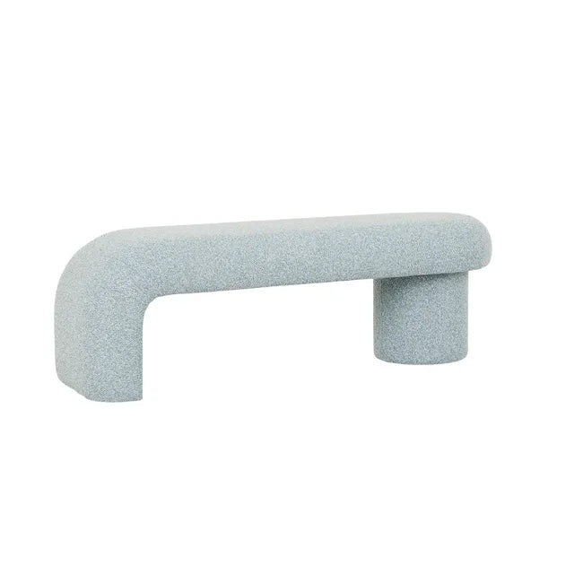 Margot Bench Seat Nimbus by Globewest - Light gray baby blue textured bench seat on a white background.