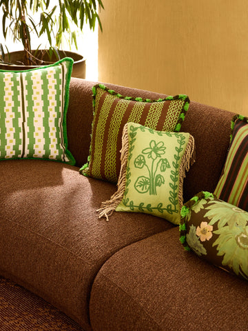 Petra Green Linen Cushion