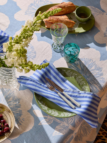 Pinstripe Blue Linen Napkins