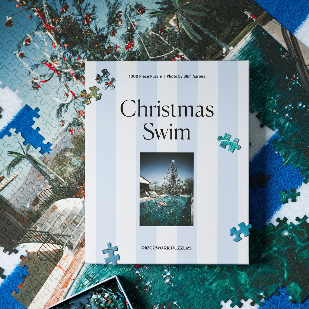 Christmas Swim Puzzle - Slim Aarons print Christmas swim puzzle in box