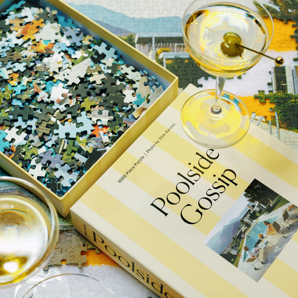 Poolside Gossip puzzle - Image of puzzle and cocktails