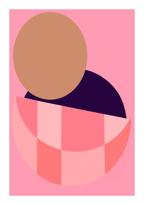 A Delicate Balance by Philippa Riddiford - An abstract artwork in pink, featuring rounded, curved shapes