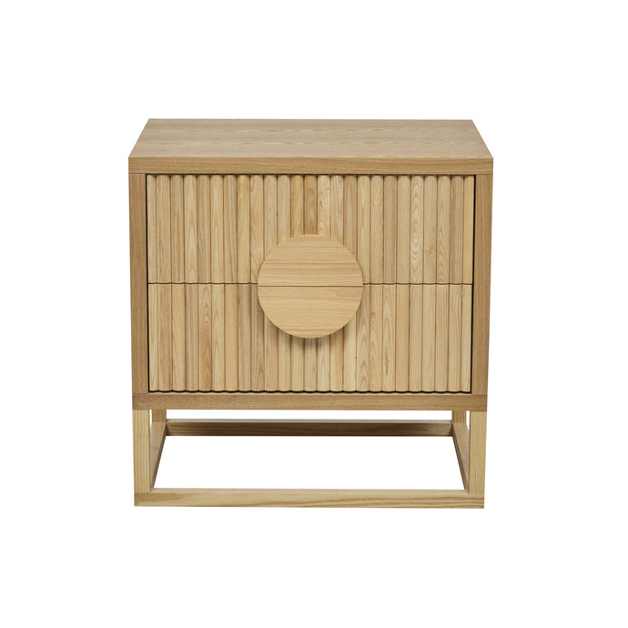 Benjamin Ripple Bedside by GlobeWest - Modern bedside table with rippled two drawers and round handles