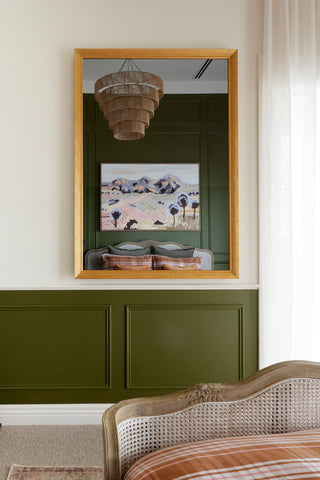 Vertical TV-Mirror in Contemporary Gold Frame