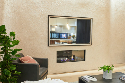 TV-Mirror with Black and Silver Leaf Frame