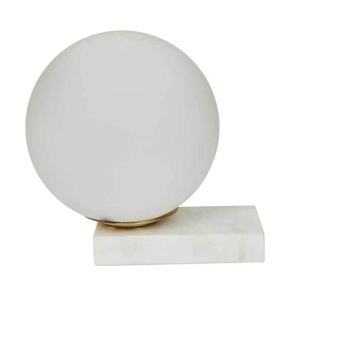 Easton Orb Table Lamp White Marble by GlobeWest. Orb light on a white marble base