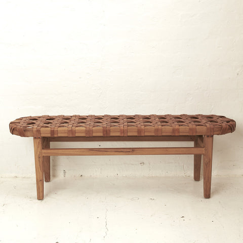 Ellery Woven Leather Bench Seat