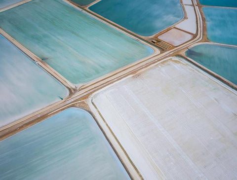 Shark Bay 2 by FINEPRINT co - An aerial photograph of land down below from an aeroplane showing blue water.