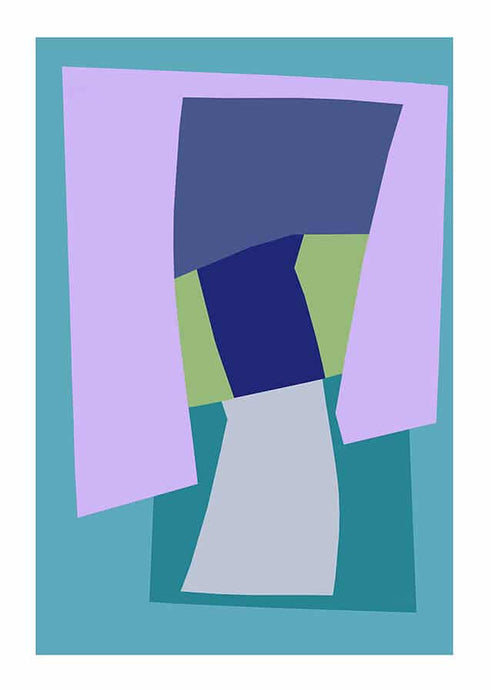 In Full View by Philippa Riddiford - An artwork with abstract, geometric shapes in blue and lilac tones