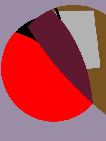 It's A Curious Thing by Philippa Riddiford - Abstract, bold shapes in vibrant red, soft purple and warm berry tones