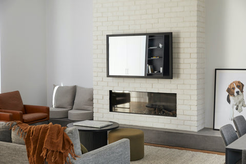 TV-Mirror with Matte Black Frame