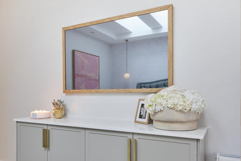 TV-Mirror with Oak Frame