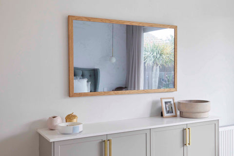 TV-Mirror with Oak Frame