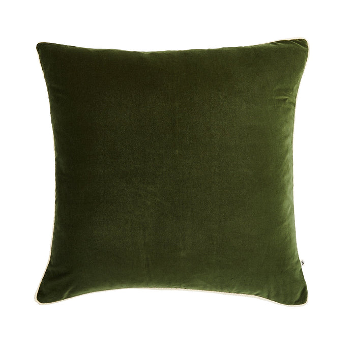 Moss Velvet 50cm Cushion by Bonnie and Neil - A dark green velvet square cushion.