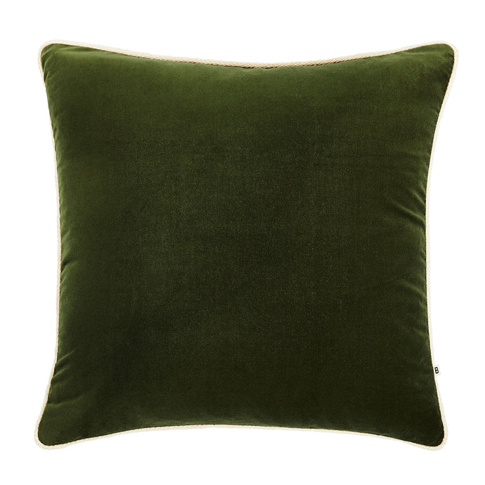 Moss Velvet 60cm Cushion by Bonnie and Neil - A dark green velvet square cushion.