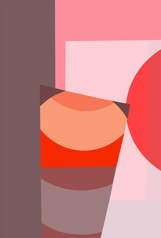 Once in a While by Philippa Riddiford | FRAMING TO A T - A mauve, pink, orange and red abstract artwork