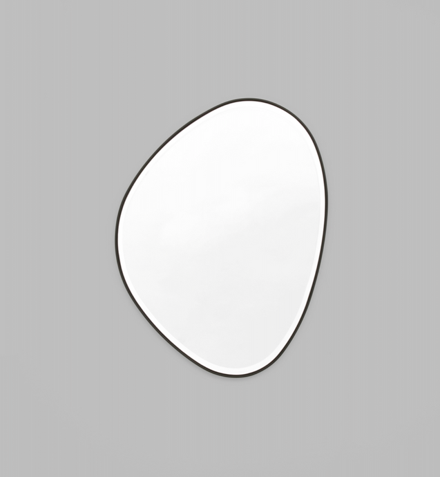  Pebble Mirror Black 70 x 90 by Middle of Nowhere - A minimalist mirror with organic shape and slimline black frame 