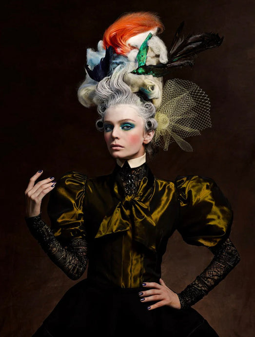 Renaissance 5 by Vincent Alvarez | FRAMING TO A T - A renaissance-inspired fashion photograph, with striking make up and headdress. This image is a beautiful photographic artwork for bold interiors.