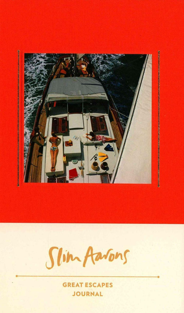 Slim Aarons : Great Escapes Journal by Slim Aarons, Getty Images (UK) Ltd - Bright Red background with image of sail boat in rough water