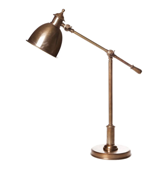 Vermont Desk Lamp Antique Brass by Emac & Lawton. Classic anique brass desk lamp with adjustable cantilevered arm. A perfect lamp to lighten up your space