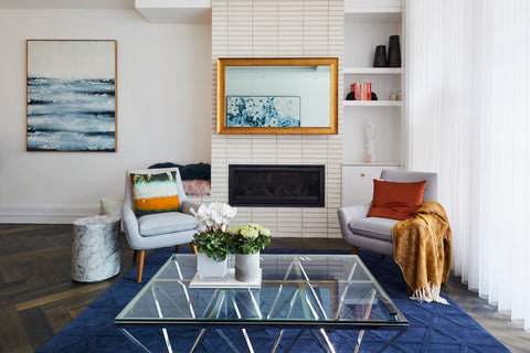 TV-Mirror with Gold Leaf Frame by FRAMING TO A T - TV Mirror with elegant statement gold frame