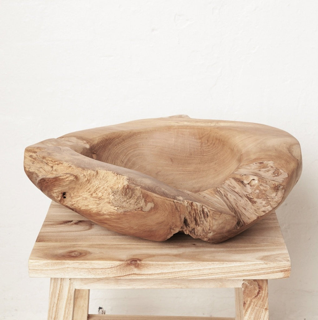 Yeira Large Teak Bowl by INARTISAN - This large timber bowl is a structural piece with exquisite imperfections.