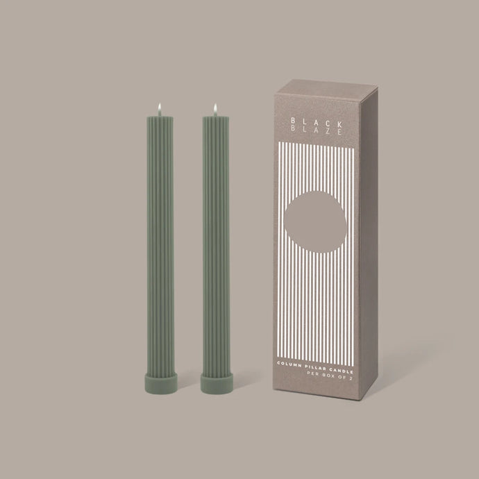Column Pillar Candle Duo - Eucalyptus by Black Blaze - Eucalyptus pair of soy wax candles